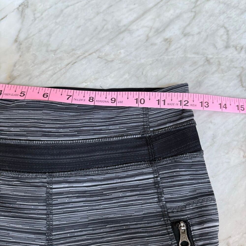 Lululemon Inspire Tight II leggings black/white striped pattern mesh detail sz 4 - Picture 4 of 8